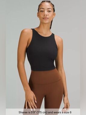 Lululemon Ribbed Cropped Tank Top — Black — Size 6